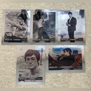 All 5 Bruce Lee Dragon 2024 Silver Chrome Refractor MMA Movie Cards BV $50